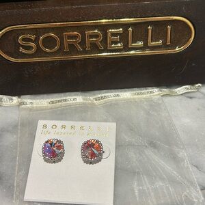 Sorrelli Aurora Borealis Crystal Rhodium Stud Earrings-Boutique
